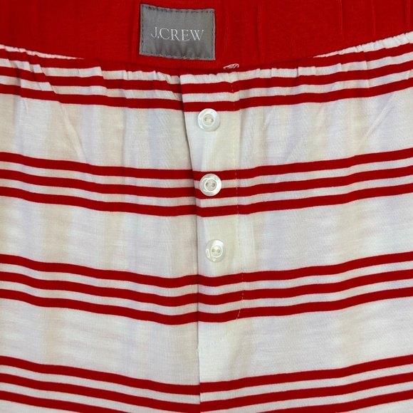 J.Crew Womens ECO Dreamiest LS Henley 2pc. Strip Pajama Set Top Pants Sz. Large - Picture 13 of 15